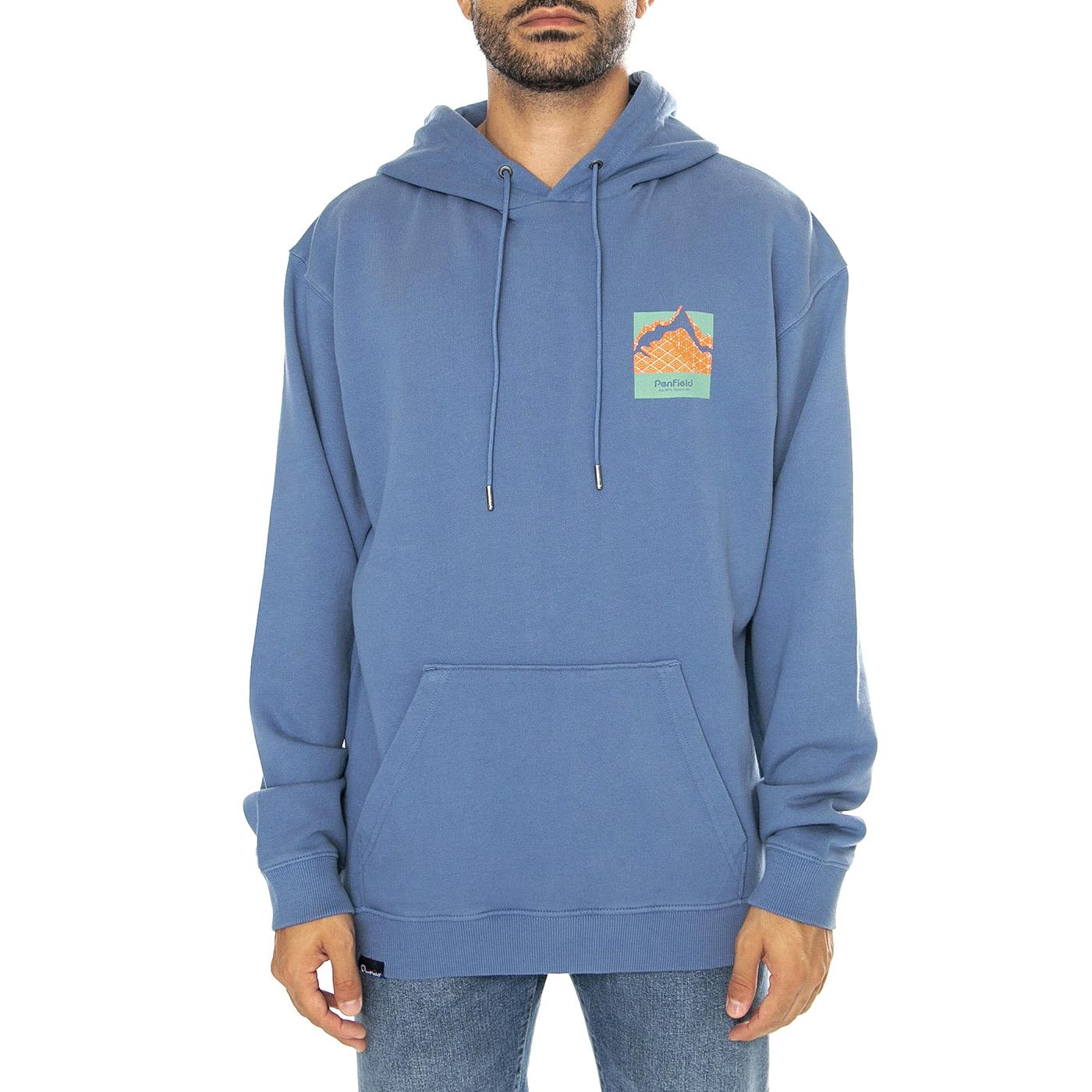 Mountain Back Print LB Hood Blue Horizon - Felpa con Cappuccio Uomo Blu PFD0499-H82  PENFIELD 