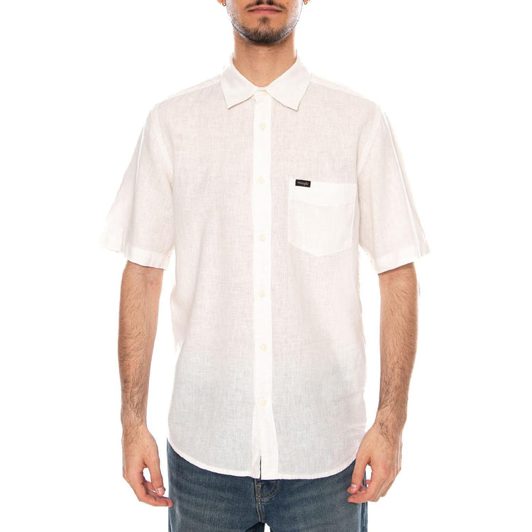SS 1 Pkt Shirt White - Camicia Maniche Corte Uomo Bianca 112362728 WHT WRANGLER 