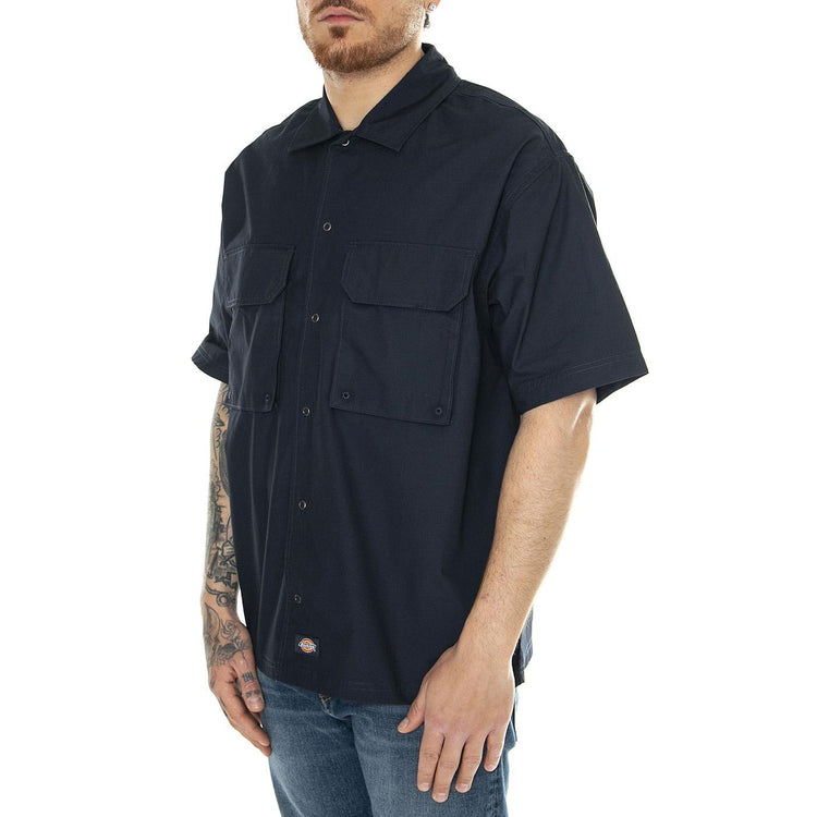 Fisherville Shirt Dark Navy - Camicia Maniche Corte Uomo Blu DK0A4YS6DNX1  DICKIES 