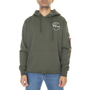 Space Shuttle Hoody Dark Olive - Felpa con Cappuccio Uomo Verde 178317-142  ALPHA INDUSTRIES 