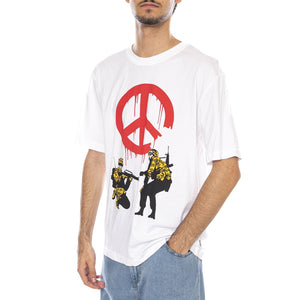 Banksy SS Relax Tee Bright White - Maglietta Girocollo Uomo Bianca con stampa Banksy 22035158-4825923 . ONLY & SONS 