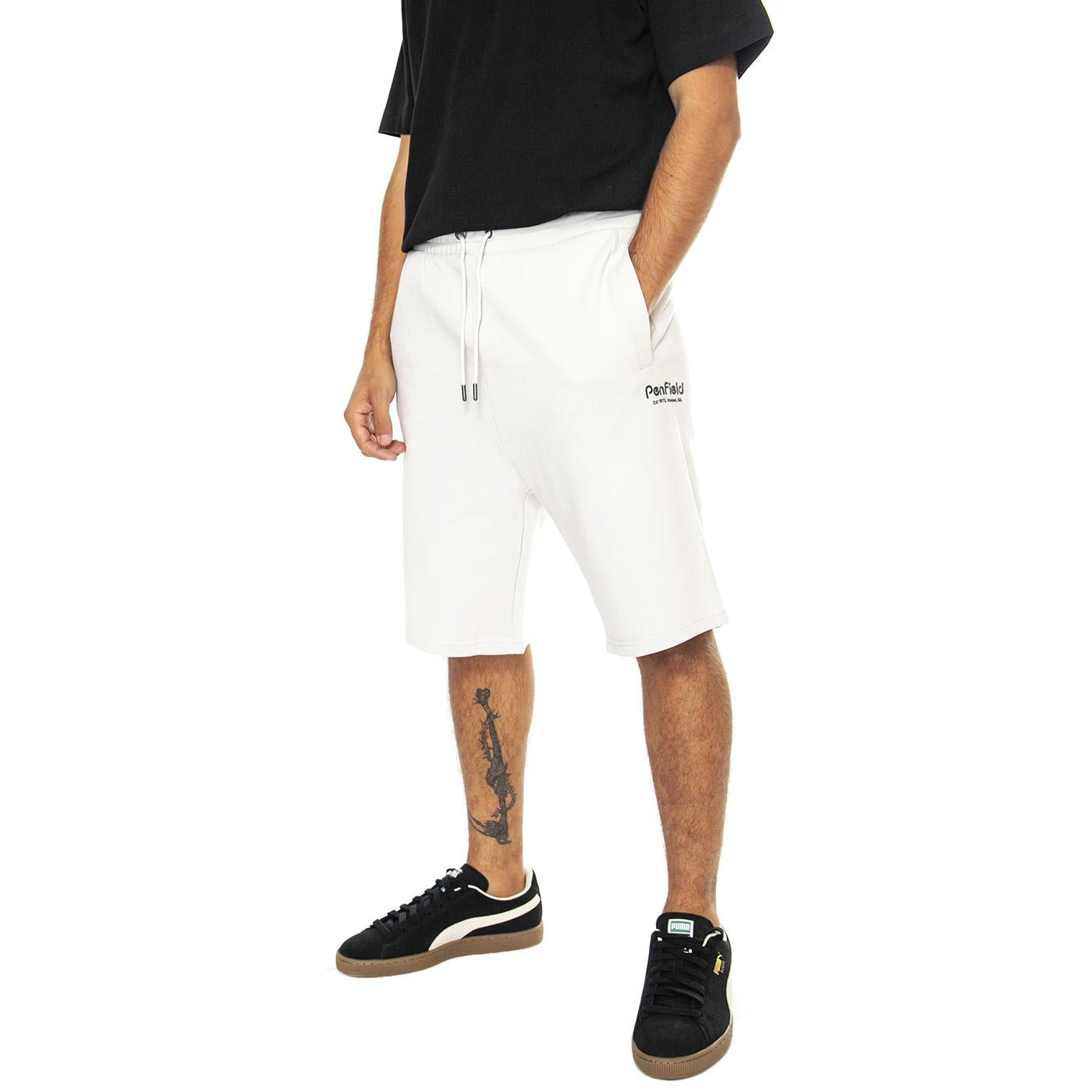 Hudson Script Sweat Short Nimbus Cloud - Bermuda in Felpa Uomo Grigi PFD0361-F57  PENFIELD 