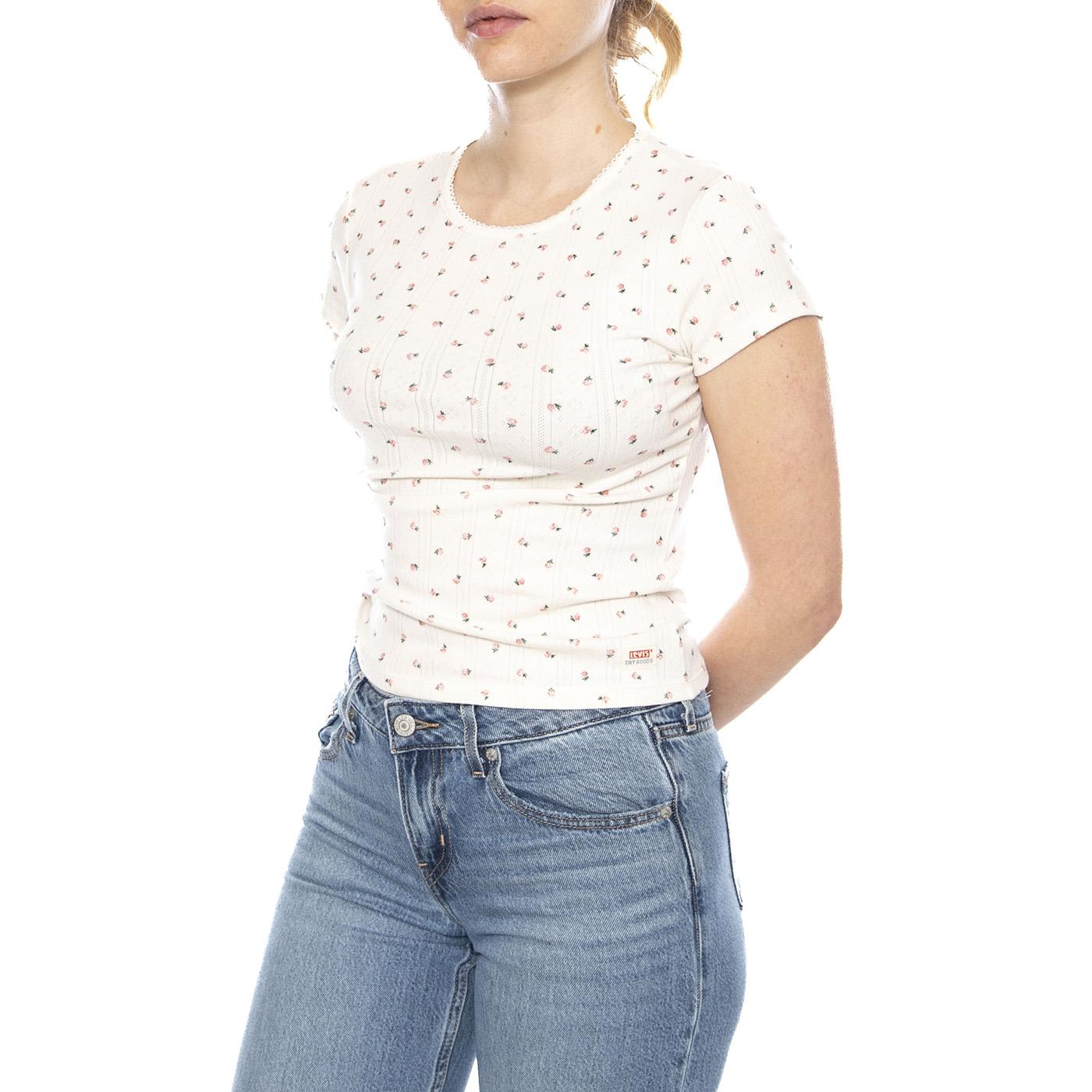 Dry Goods Tee - Abbey Ditsy Coral Blush Pointelle - Maglietta Girocollo Donna a Pois 005IM 0007 LEVIS 