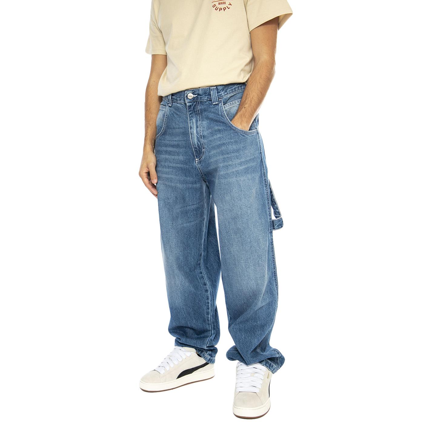 R-Bianco Alonato Used White - Pantaloni Denim Jeans Uomo Blu DENIMBLUE-660  BLUESKIN 