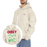 OBEY Art Studio Flowers Fleece Moonstruck - Felpa con Cappuccio Uomo Beige  Uomo OBEY