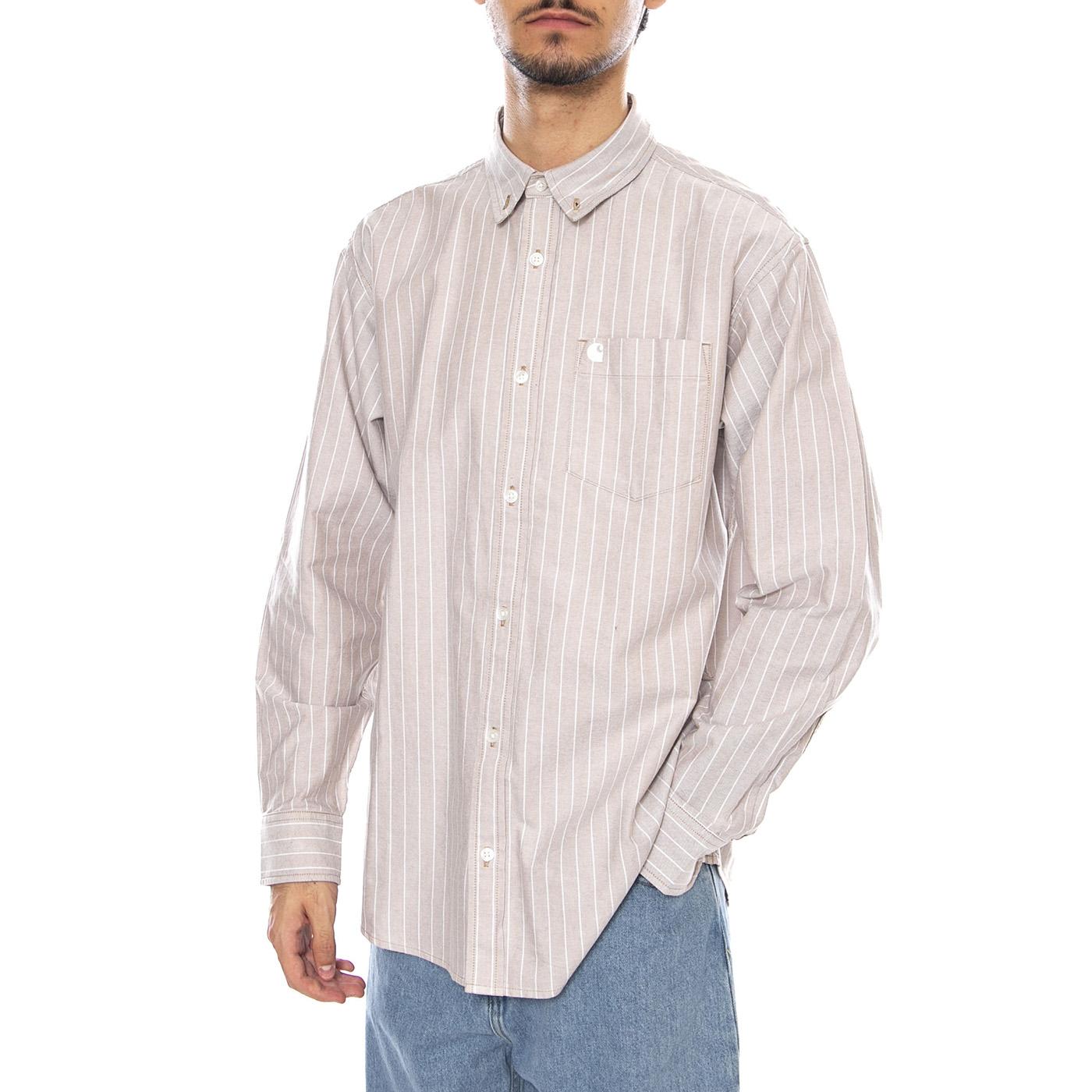 L/S Cassel Shirt Cassel Stripe, Peanut / White - Camicia Uomo Multicolore I035327.35EXX . CARHARTT WIP 