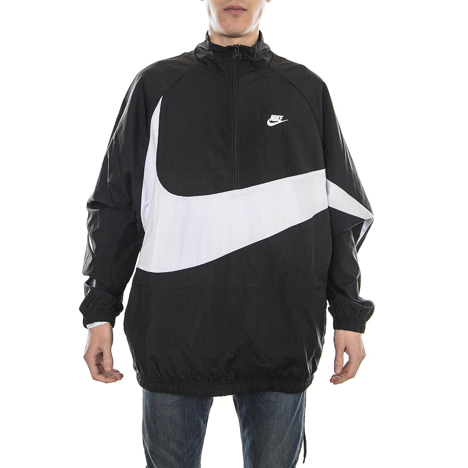 M NSW VW SWOOSH WVN HLFZIP JKT BLACK/WHITE/WHITE AJ2696-010  NIKE 
