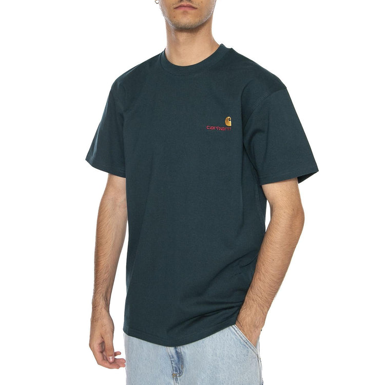 S/S American Script T-Shirt Deep Lagoon - Maglietta Girocollo Uomo Verde I029956.0AUXX . CARHARTT WIP 