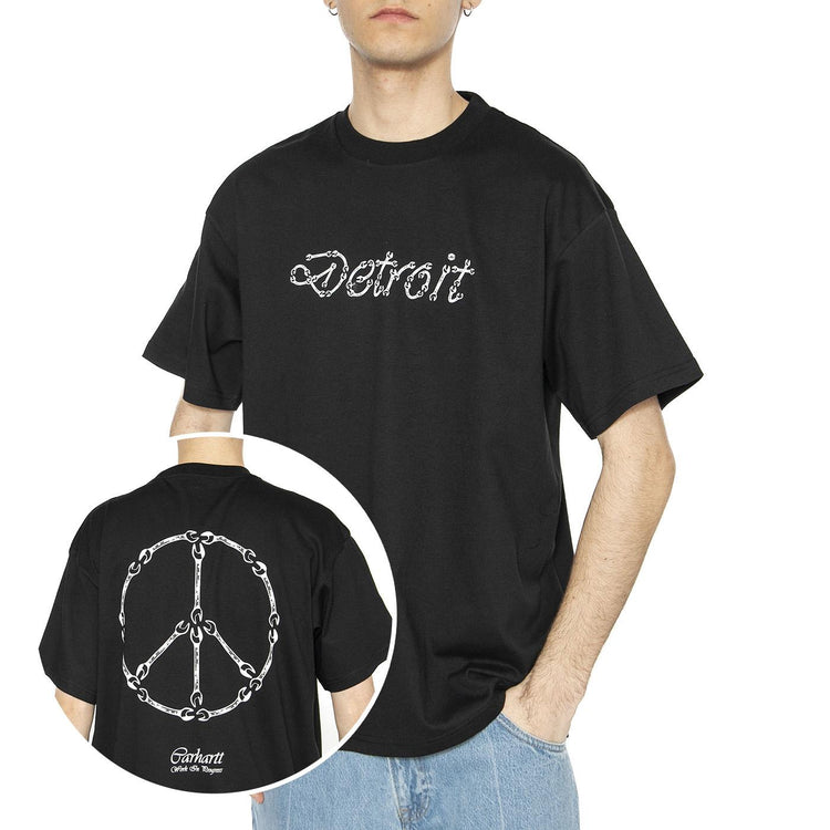 S/S Peace And Work T-Shirt Black / White - Maglietta Girocollo UomoNera I034763.0D2XX  CARHARTT WIP 