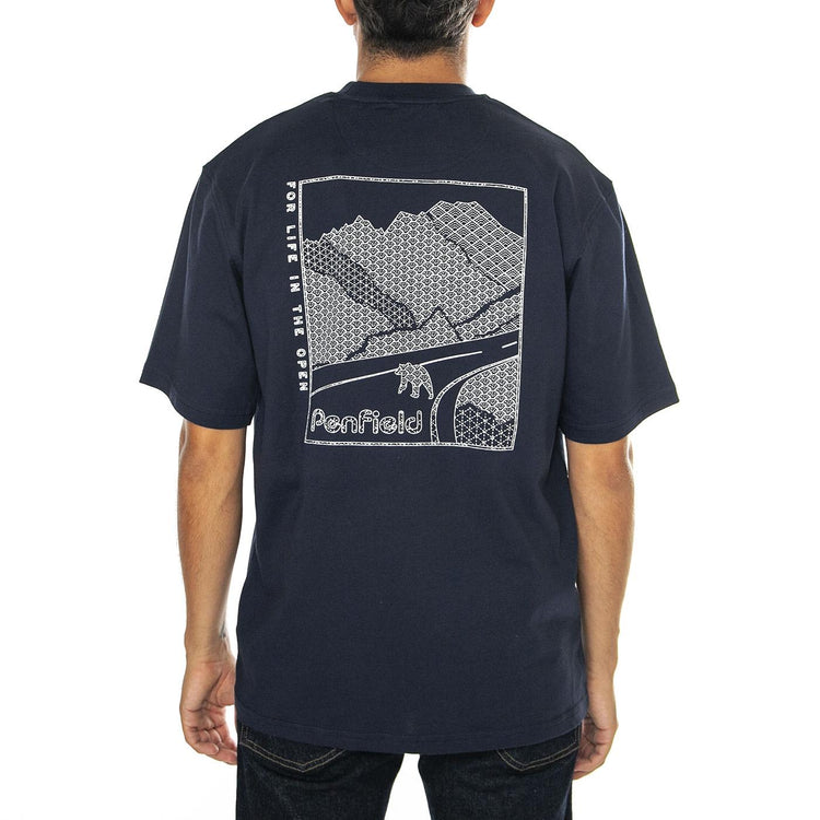 For Life Print In The Open T-Shirt Navy Blazer - Maglietta Girocollo Uomo Blu PFD0497-203  PENFIELD 