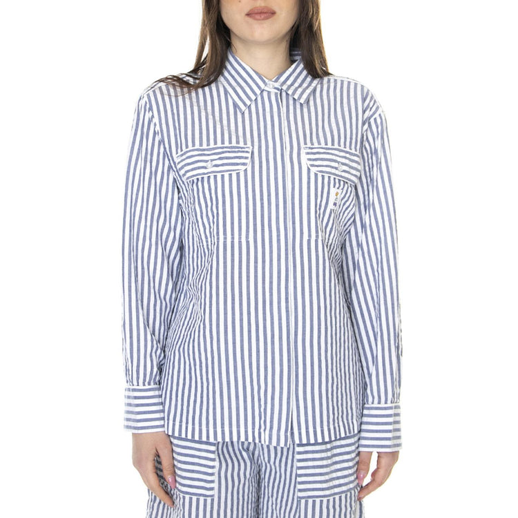 W' Elena Shirt SS Matching Sets Light Blue Multi - Camicia Donna Blu / Multicolore 281200120-LBL  OBEY 