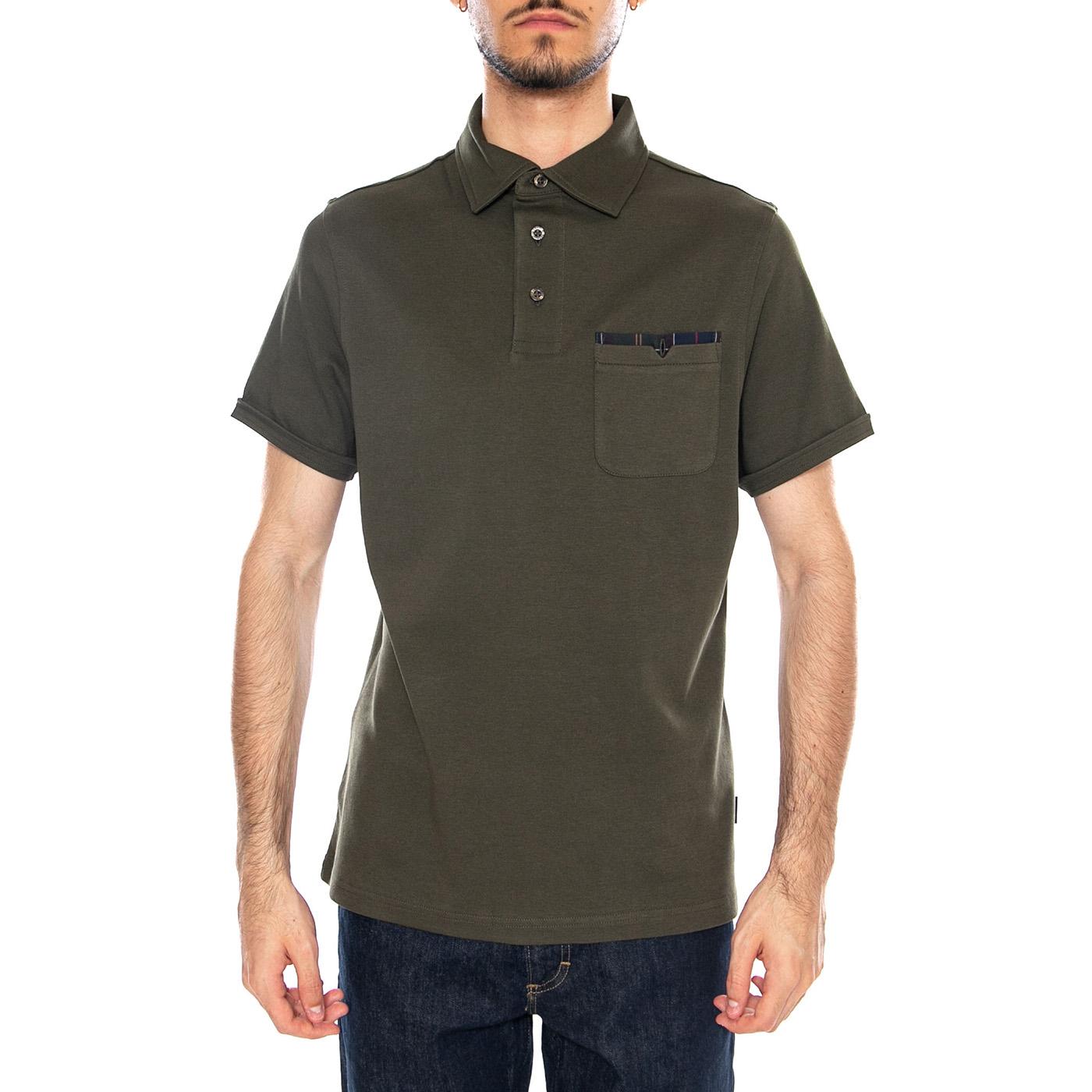 Premium Corpatch Tailored Polo Dark Olive - Polo Uomo Verde MML1496 OL71 BARBOUR 