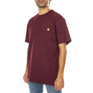 S/S American Script T-Shirt Malbec - Maglietta Girocollo Uomo Bordeaux I029956.2BYXX  CARHARTT WIP 