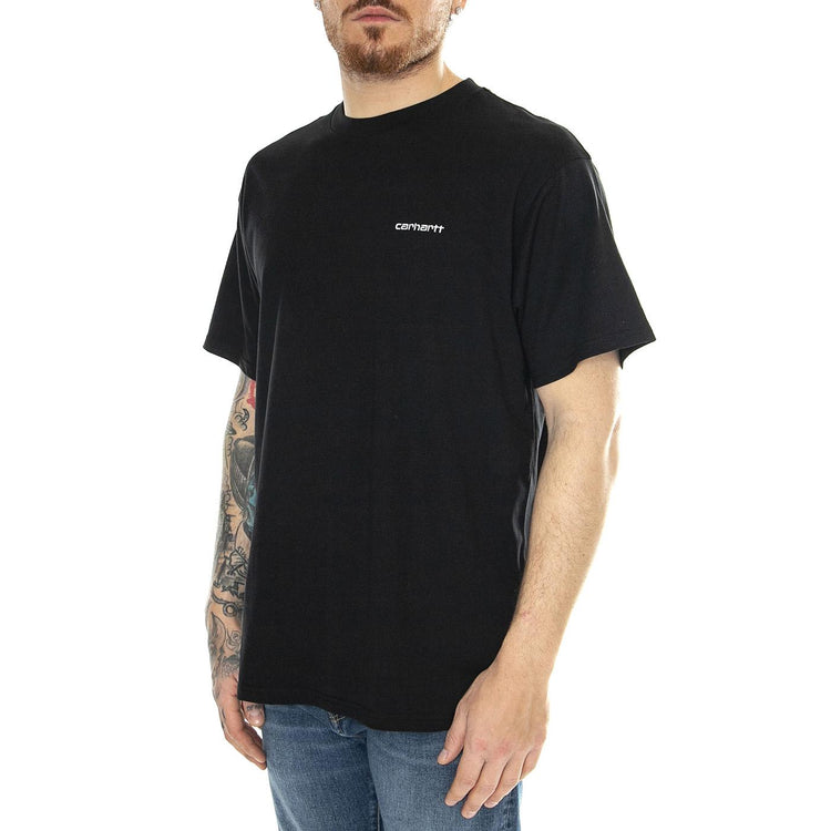 S/S Script Embroidery T-Shirt Black / White - Maglietta Girocollo Uomo Nera I030435_0D2_XX  CARHARTT WIP 