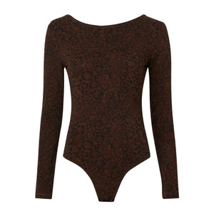 W' Leotard Jaguar Print Beige - Body Donna Marrone W7ZWEGA2  WRANGLER 