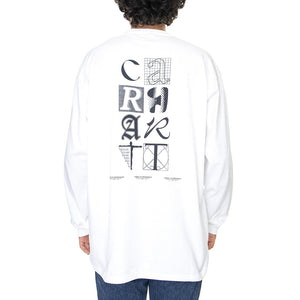 L/S Ratios T-Shirt White / Dark Navy - Maglietta Girocollo Maniche Lunghe Uomo Bianca I031001-12HXX  CARHARTT WIP 