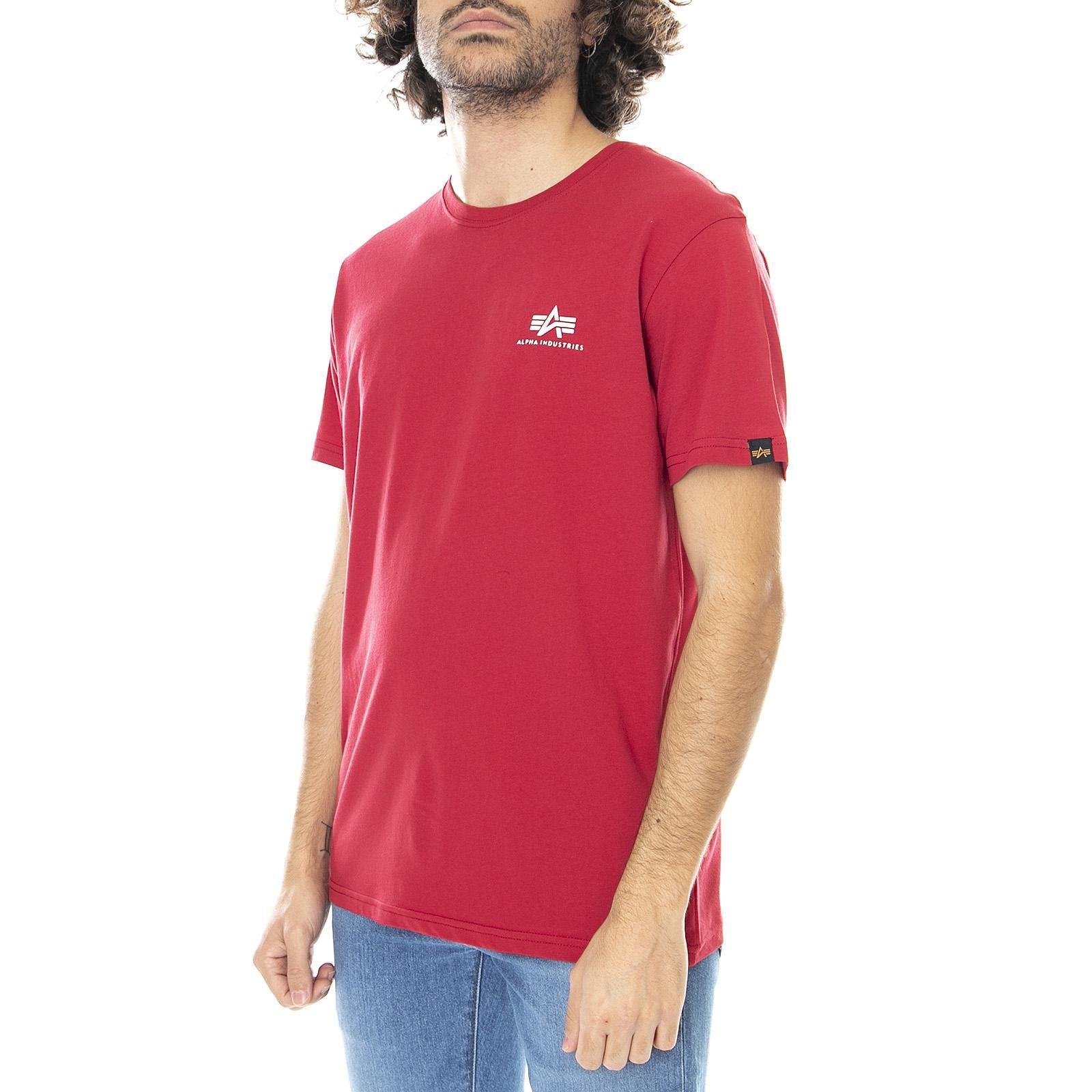 Basic Small Logo T-Shirt - Red - Maglietta Girocollo Uomo Rossa 188505-523  ALPHA INDUSTRIES 
