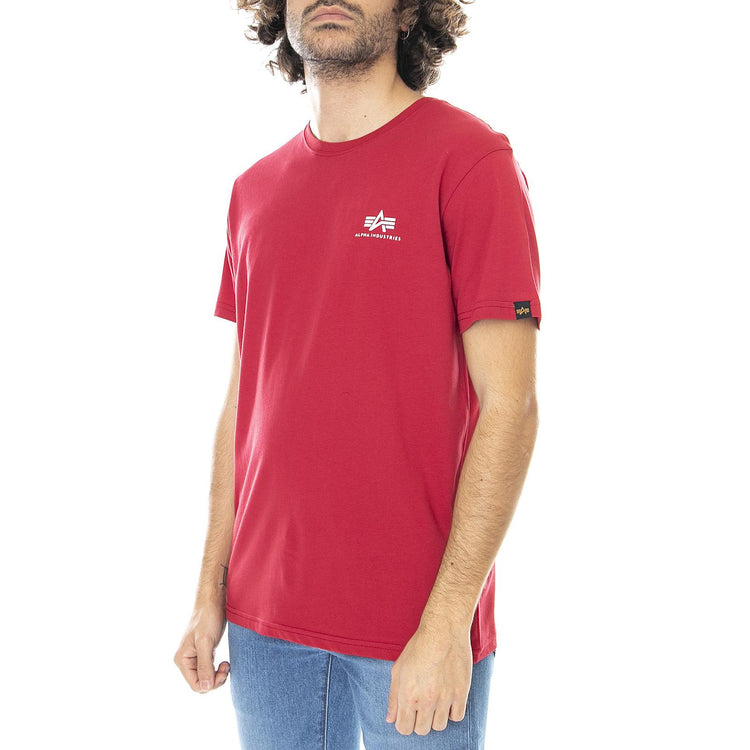 Basic Small Logo T-Shirt - Red - Maglietta Girocollo Uomo Rossa 188505-523  ALPHA INDUSTRIES 