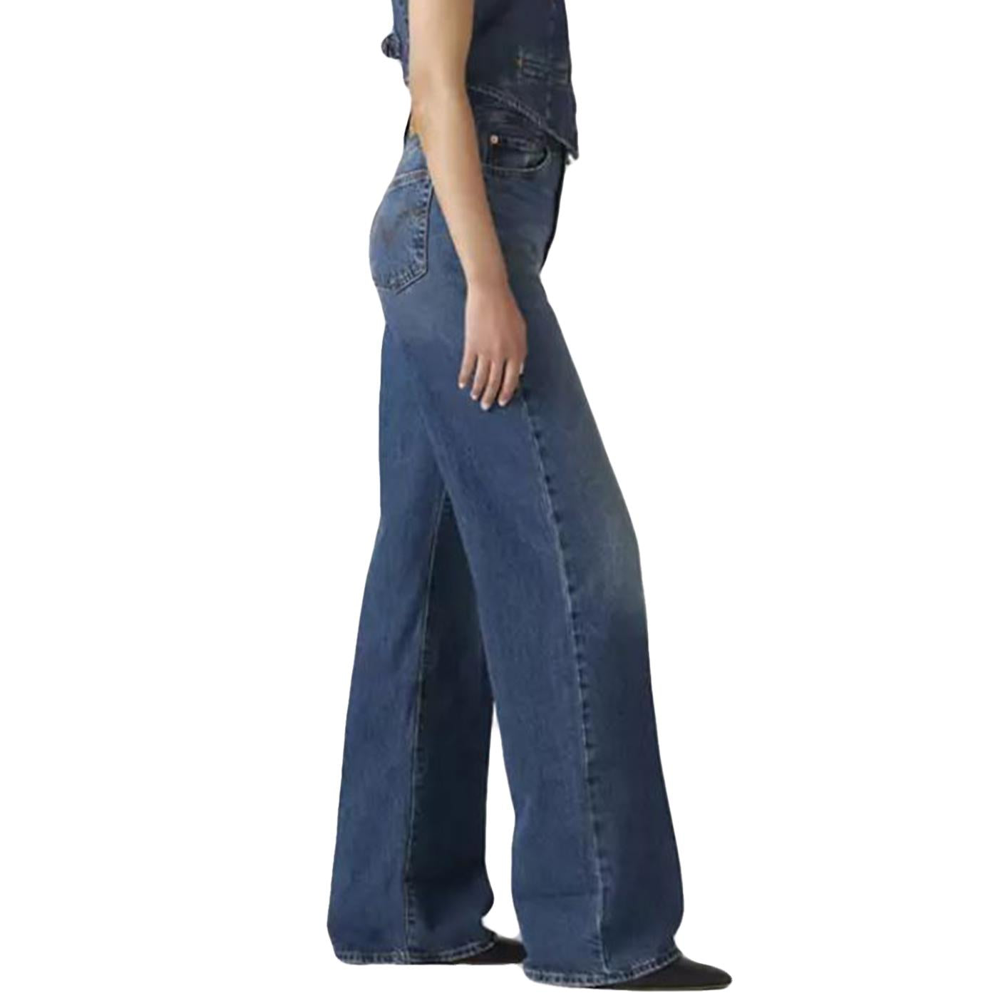RIBCAGE WIDE LEG POLAR PERIMETER - Pantaloni Denim Jeans a Zampa Donna Blu A6081 0012 LEVIS 