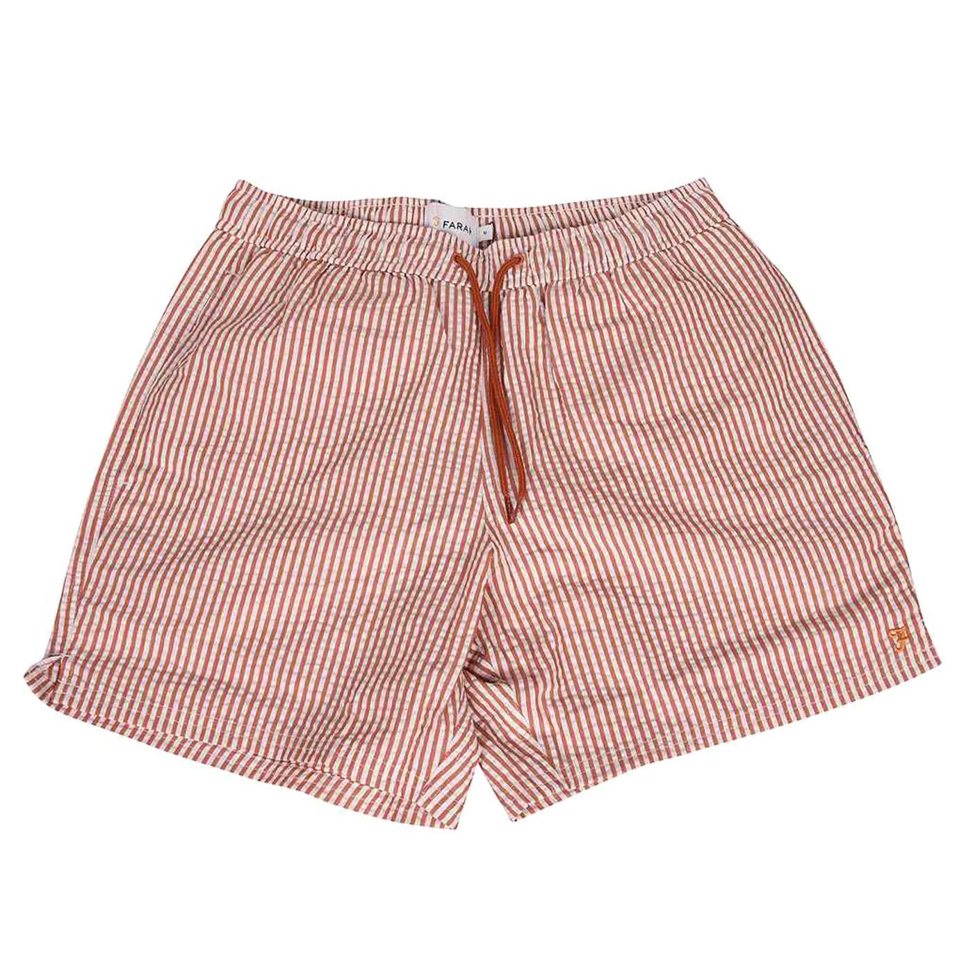 M' Colbert Seersucker Swimshort Raw Umber - Costume da Bagno Uomo Rosso F4SSC054-812  FARAH 