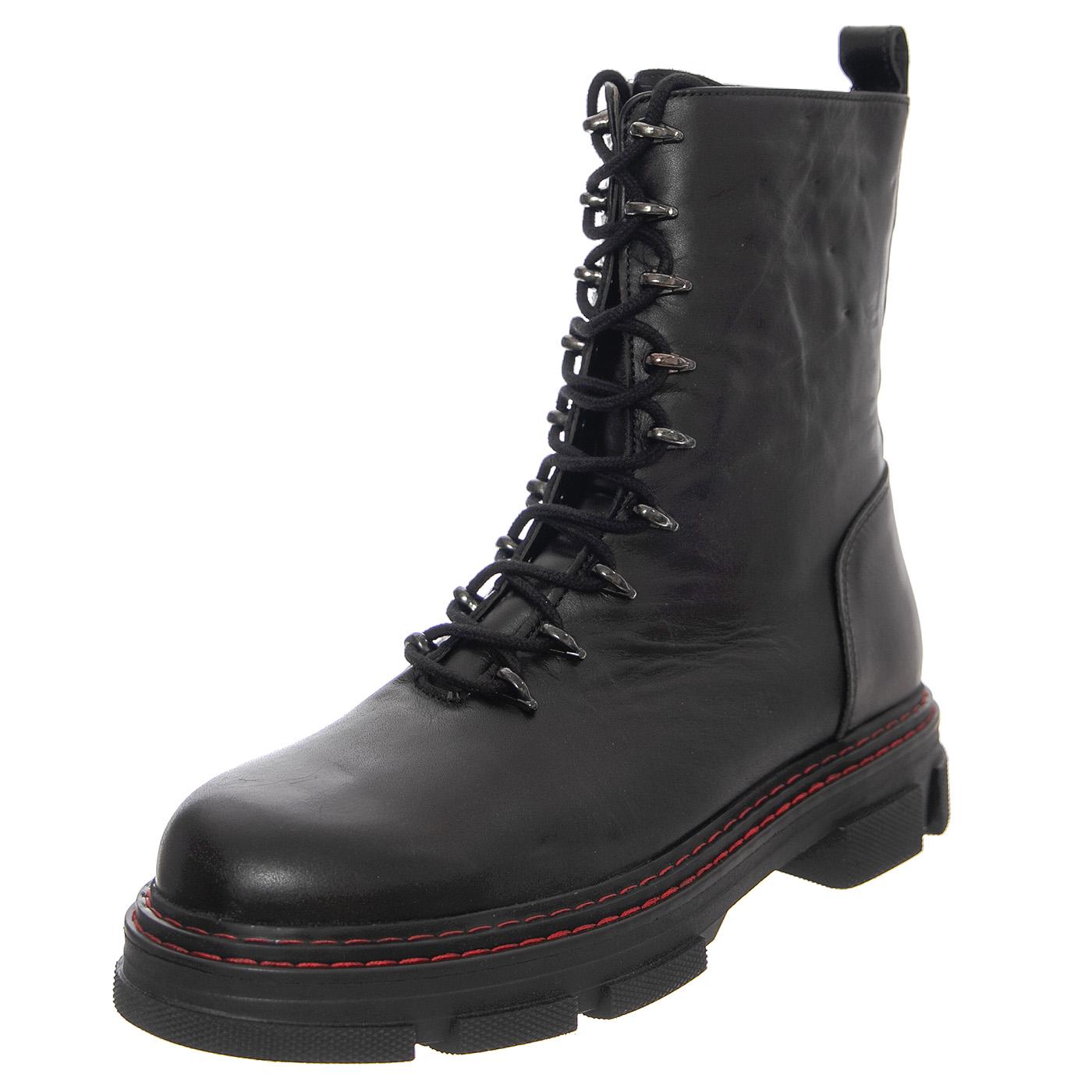 W' Bird Black Red Leather Boots - Stivali Stringati Donna Neri KG-BIRDBLK  KURT GEIGER 