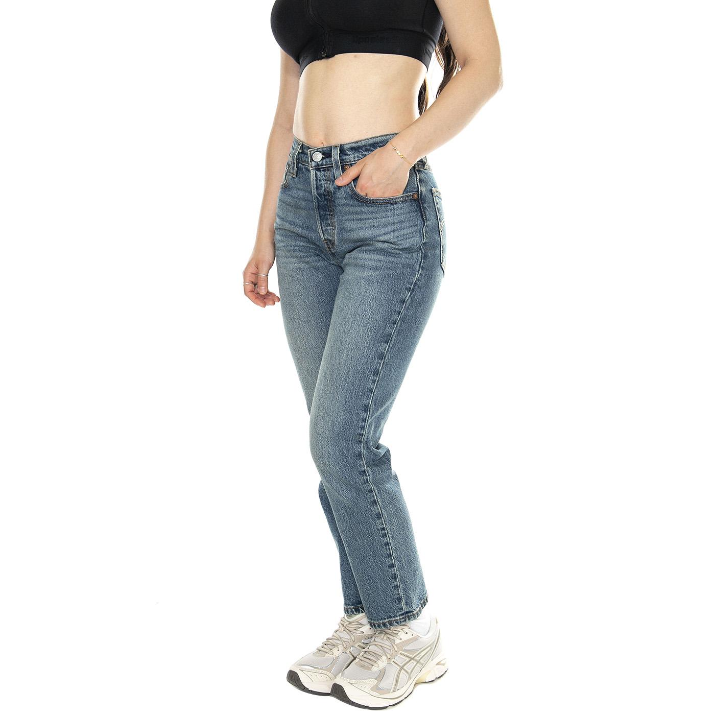 501 Crop Stand Off Dark Indigo Worn In - Pantaloni Denim Jeans Donna Blu 36200-0291  LEVIS 
