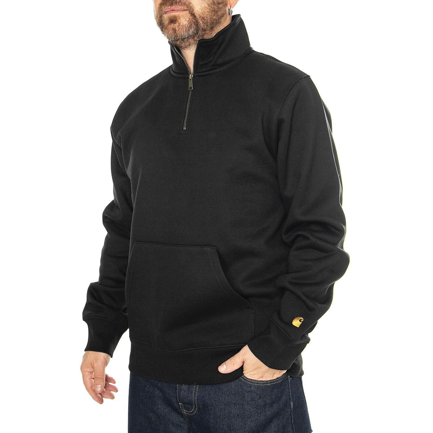 Chase Neck Zip Sweat Black / Gold - Felpa Uomo Nera I033665.00FXX  CARHARTT WIP 