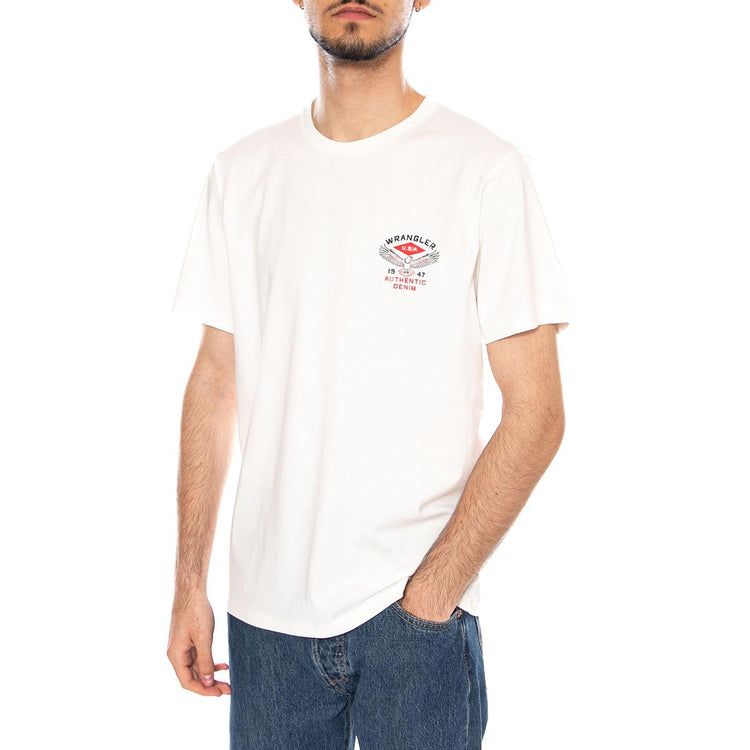 SMALL AMERICANA TEE WORN WHITE - Maglietta Girocollo Uomo Bianca 112377981 WHT WRANGLER 