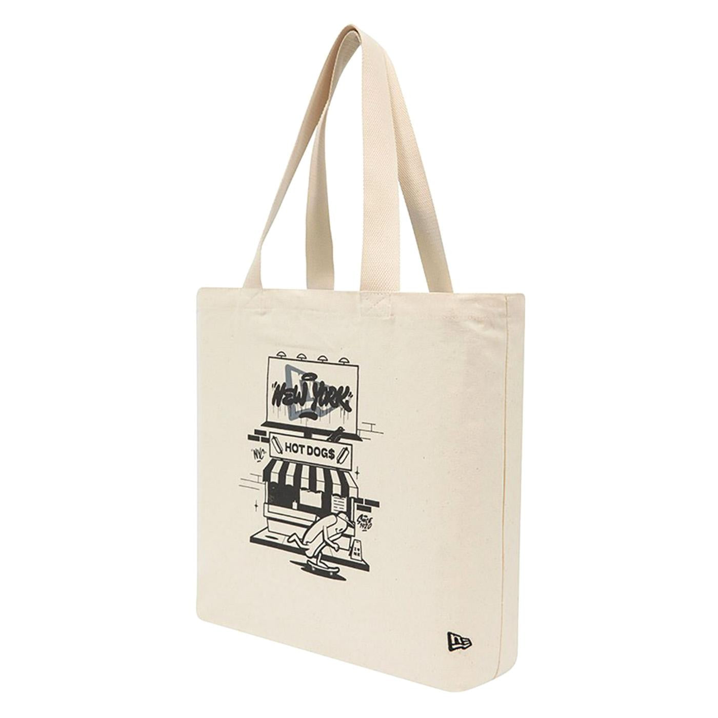 NE Graphic Tote Bag New Era Ivory / Black - Borsa Shopping Bag Beige 60503777  NEW ERA 