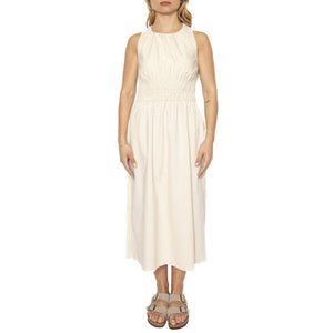 Vestido midi lino blanco - Abito Donna Beige 51W/11220  WILD PONY 