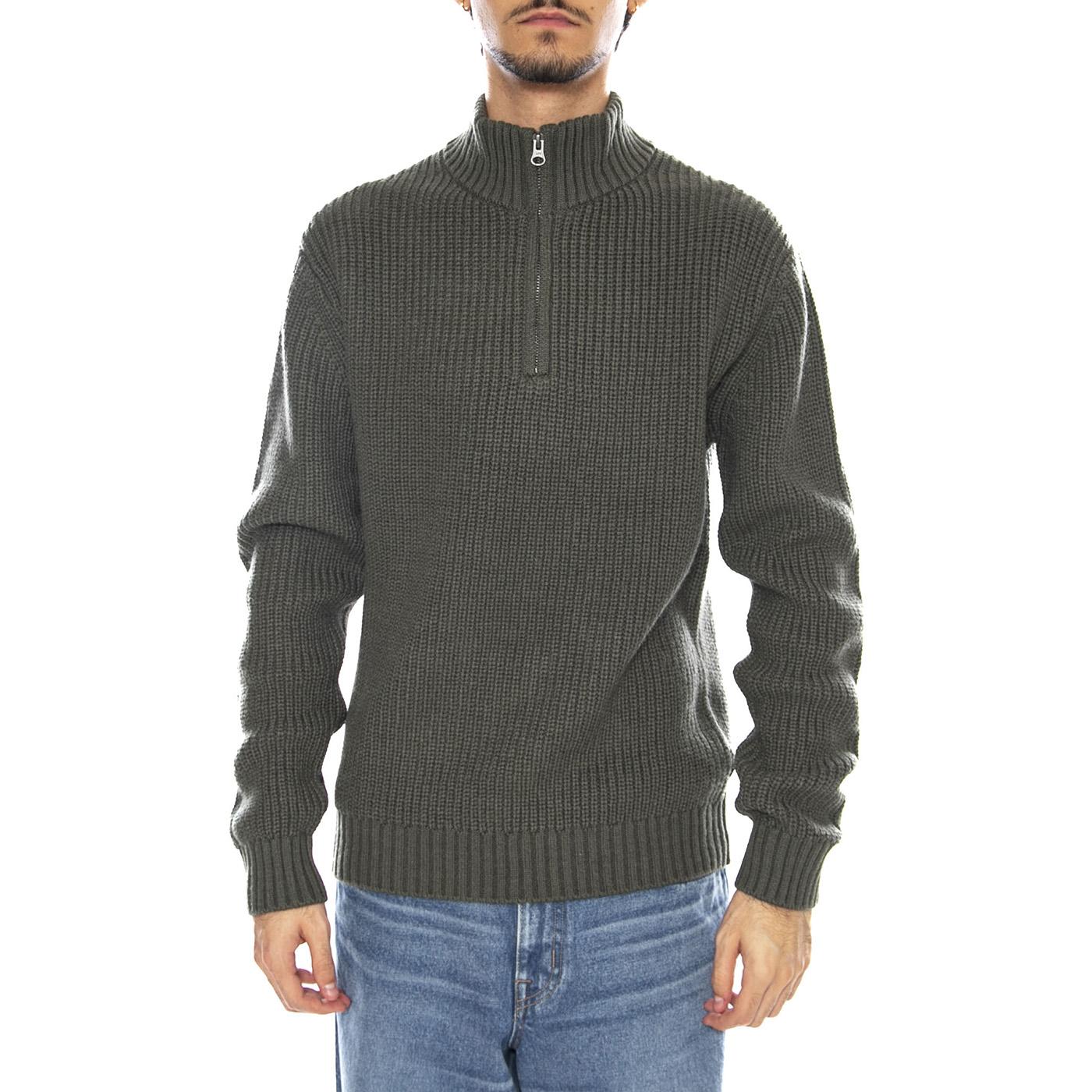 Clean Half Zip Knit Olive Gray - Maglione Collo Alto Uomo Grigio 112370539  LEE 