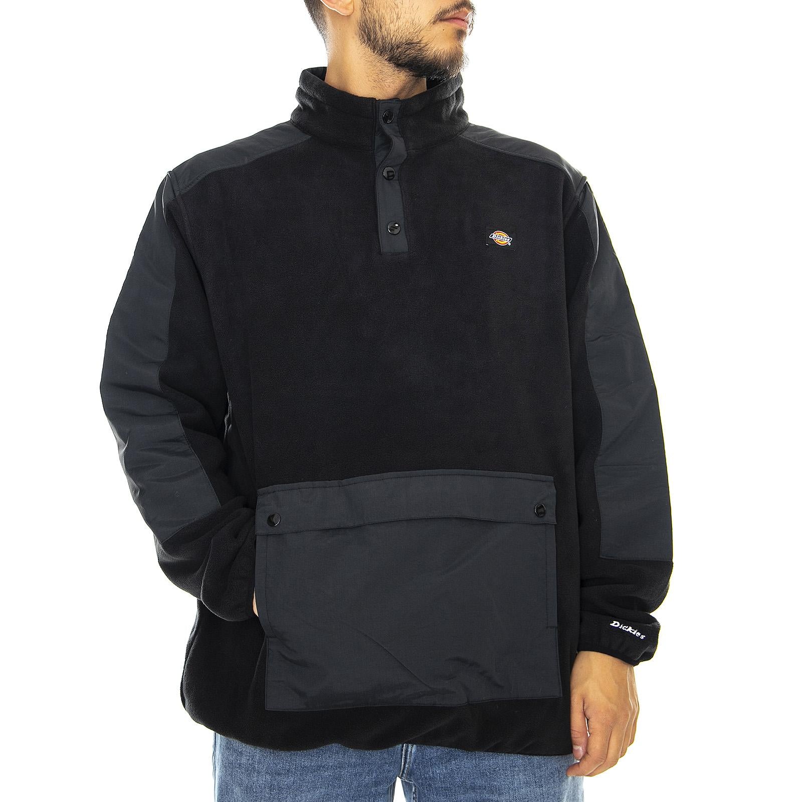 Denniston - Black - Felpa Mezzo Collo Uomo Nera 02 200236-BK . DICKIES 