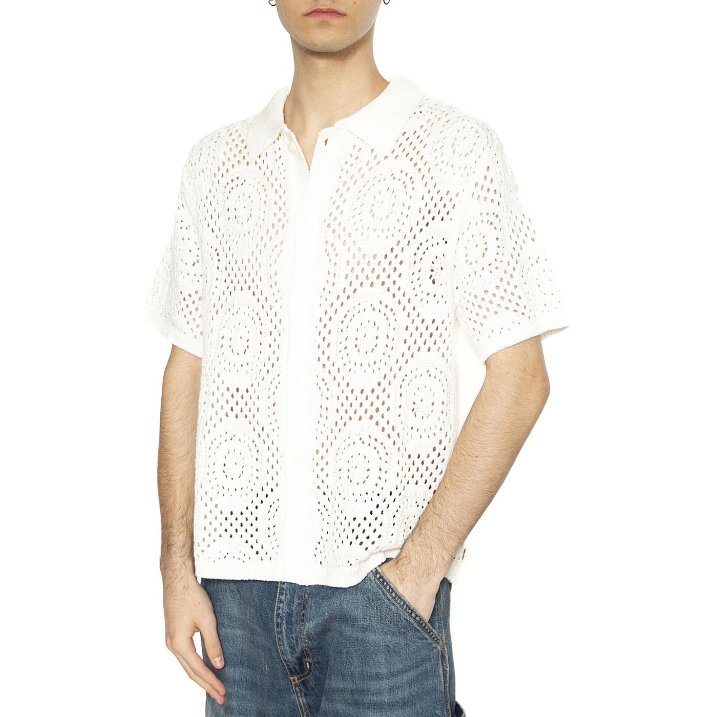 Sweater Camp Shirt Pointelle Crochjet Egret - Camicia Maniche Corte Uomo Bianca 0013G-0000 . LEVIS 