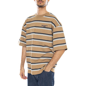 S/S Holm T-Shirt Holm Stripe, Peanut - Maglietta Girocollo Uomo Multicolore I035302.37AXX  CARHARTT WIP 