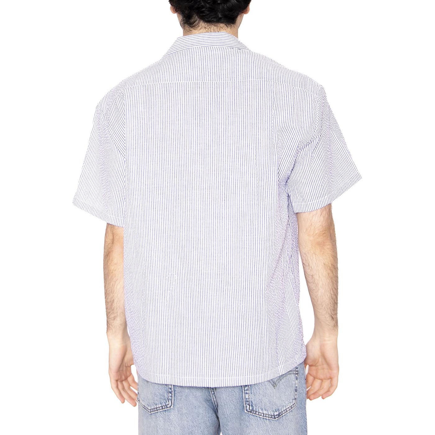 Short Sleeve Striped Shirt - Camicia Maniche Corte Uomo Blu 6020016-12924  CAT 