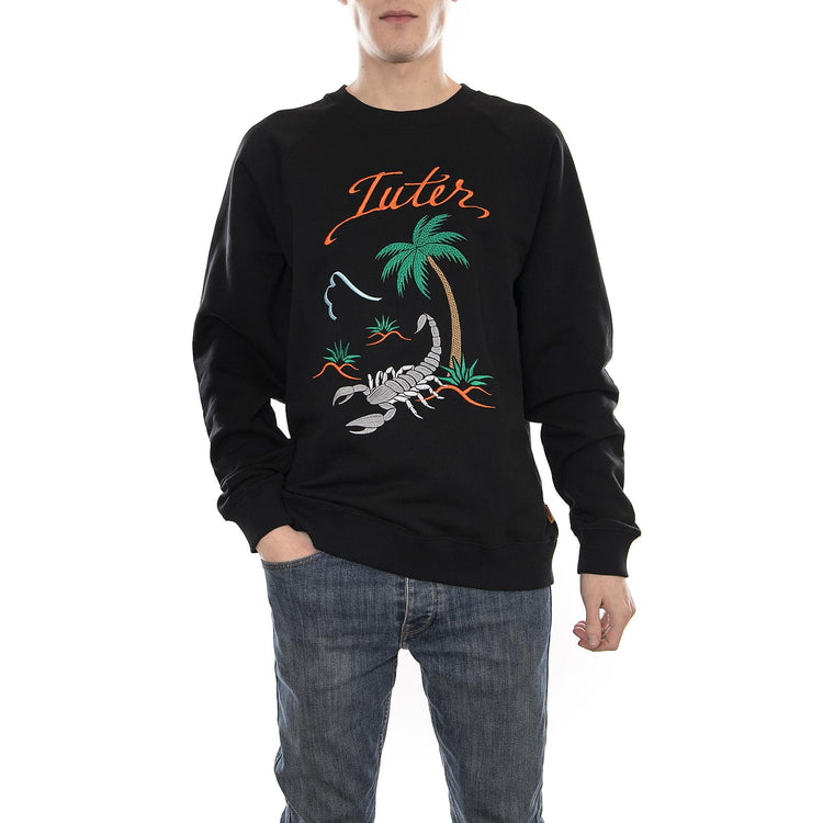 SOUVENIR CREW Embroidered Crewneck Sweatshirt BLACK 18SISC62  OCTOPUS 