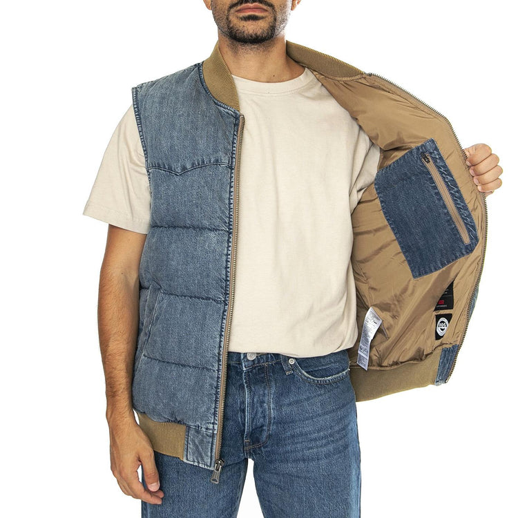 Western Super Puff Vest Slightly Sidetra Med Indigo Worn In - Giacca Smanicata Uomo Demin Jeans Blu A9128-0000  LEVIS 