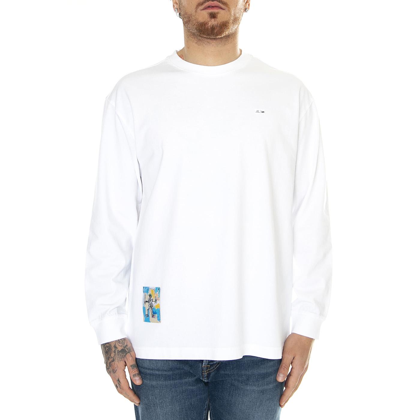 JMB LS Tee White / White - Maglietta Girocollo Maniche Lunghe Uomo Bianca 112359245  LEE 