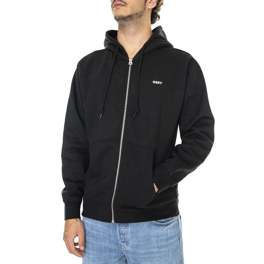 Established Works Bold Zip Hooded Fleece Black - Felpa con Cappuccio e Zip Uomo Nera 112460010-BLKe  OBEY 