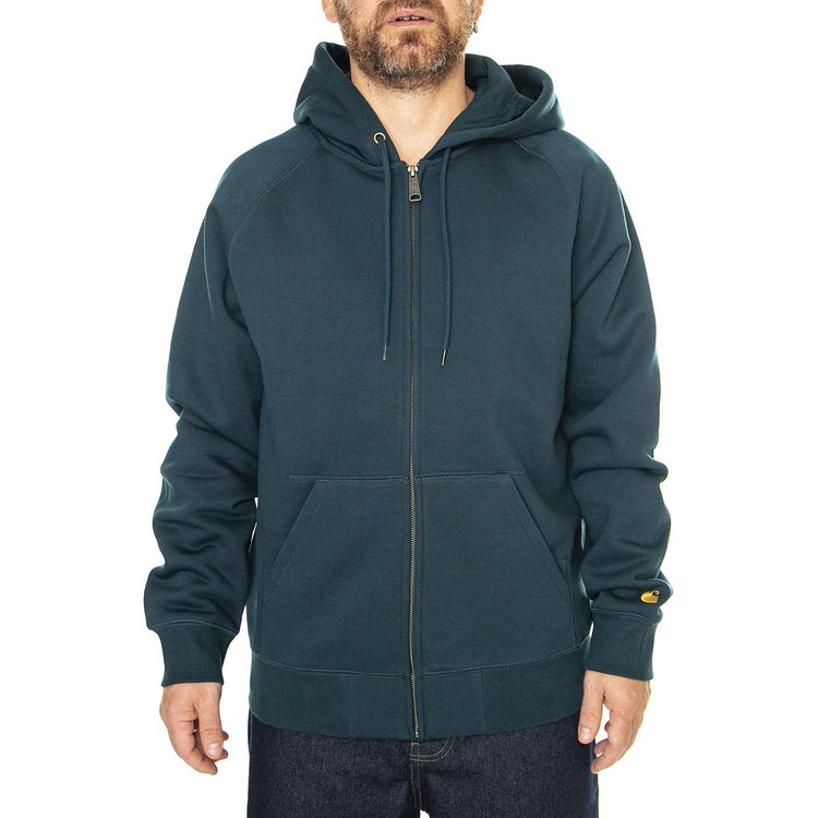 Hooded Chase Jacket Duck Blue / Gold - Felpa con Cappuccio Uomo Verde I033664.2D0XX  CARHARTT WIP 