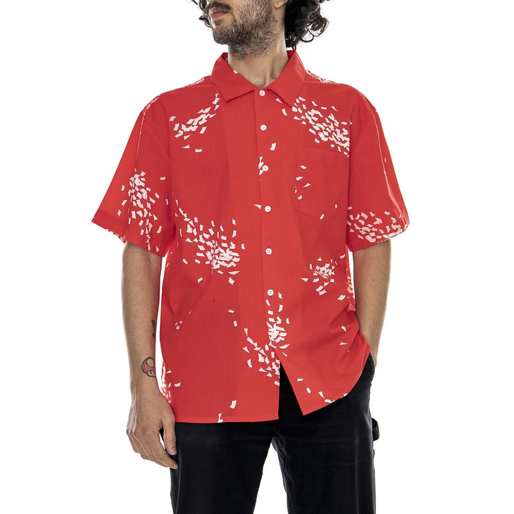 Lovitz Woven Red/White - Camicia Maniche Corte Uomo 01091-RDWHT . BRIXTON 