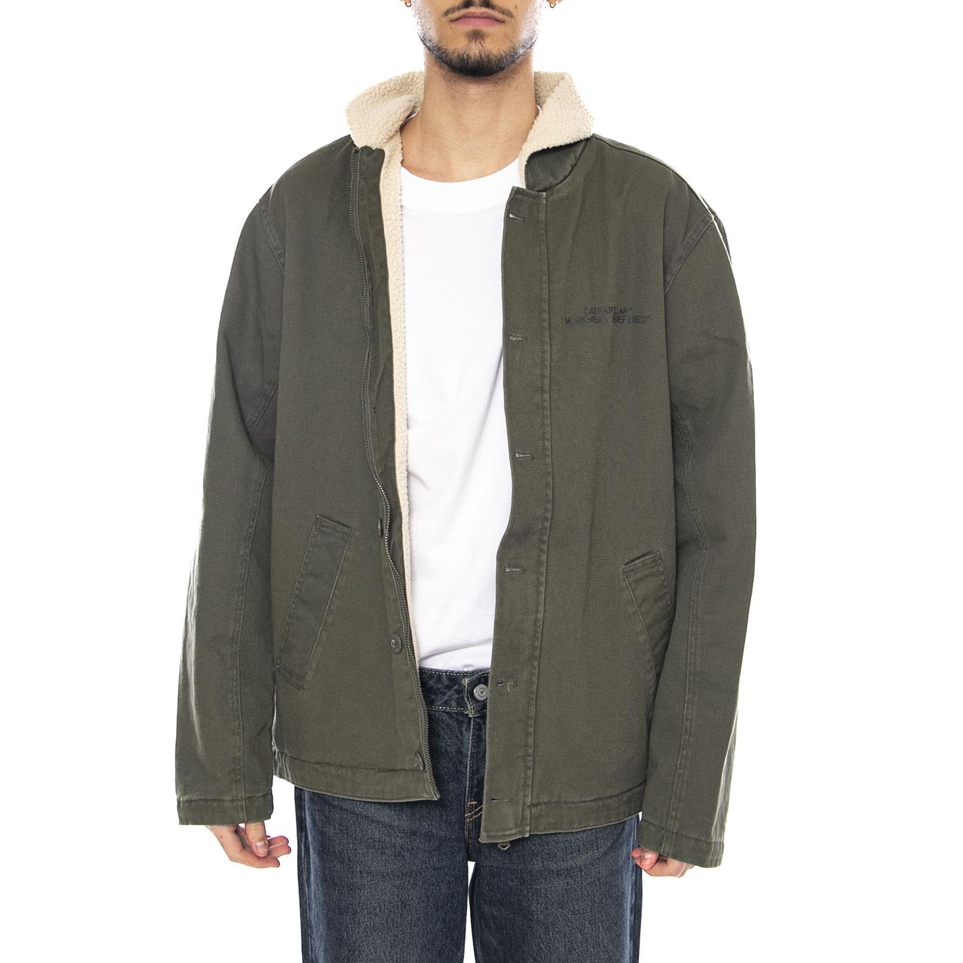 Washed Deck Jacket -- Giacca Uomo Beetle Verde 6040095 19-0312 CAT 
