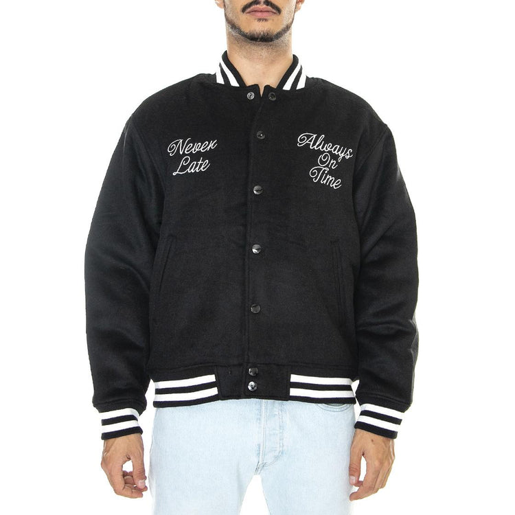 Time Varsity Jacket Black - Giacca Invernale Uomo Nera 121800520-BLK  OBEY 