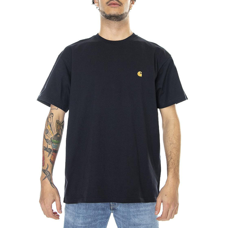S/S Chase T-Shirt Dark Navy / Gold - Maglietta Girocollo Uomo Blu Scuro I026391-00HXX  CARHARTT WIP 