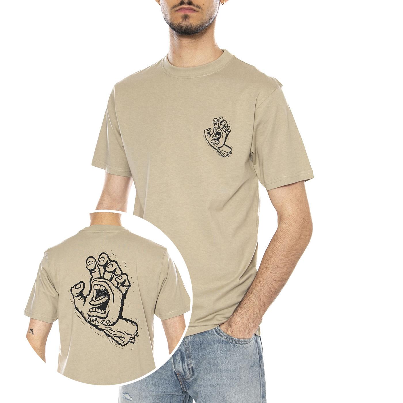 TAMPED SCREAMING HAND T-SHIRT STONE GREY - Maglietta Girocollo Uomo Beige SCA-TEE-13437 SGY SANTA CRUZ 