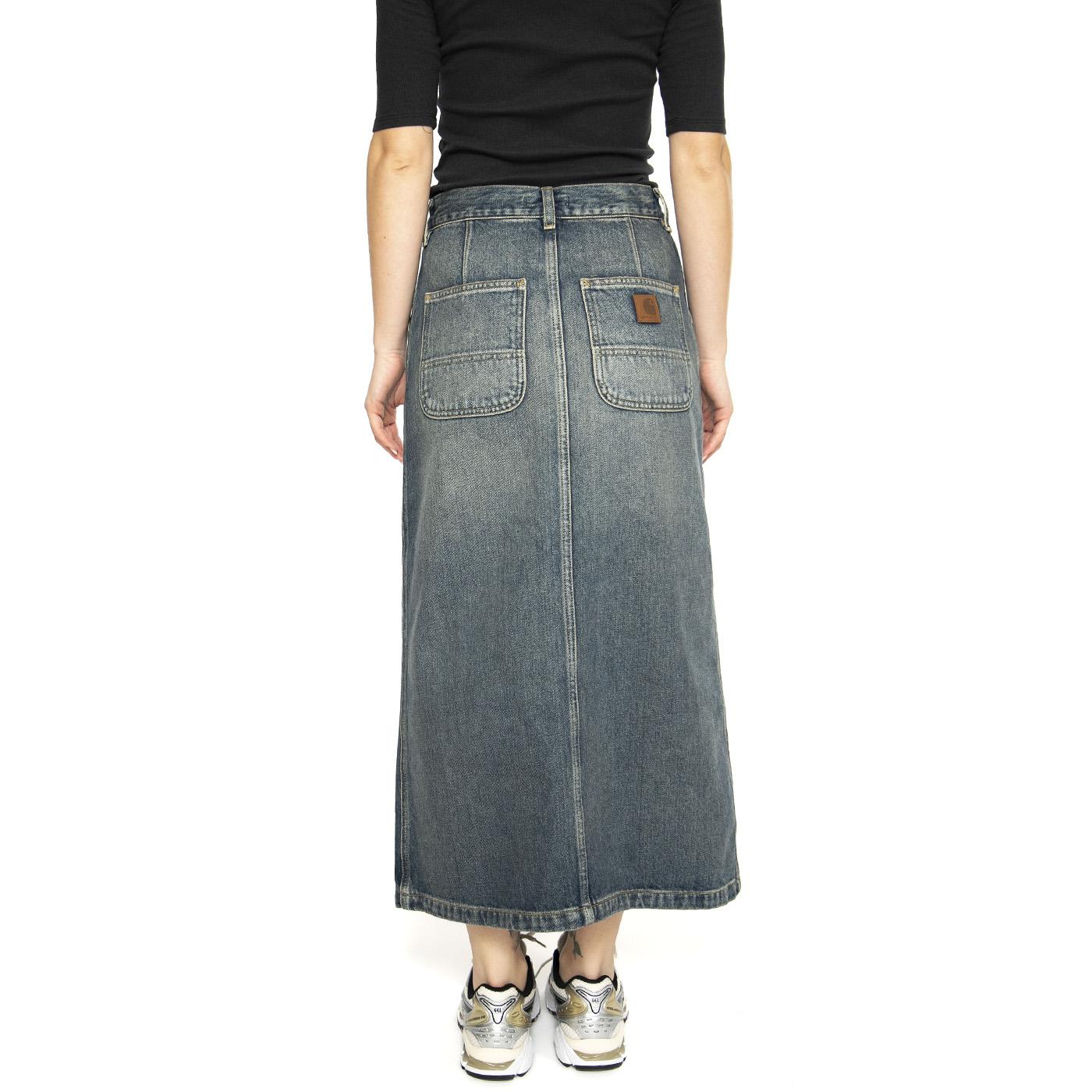 W' Marvin Skirt Blue - Gonna Longuette Denim Jeans Blu I034647.014Q  CARHARTT WIP 