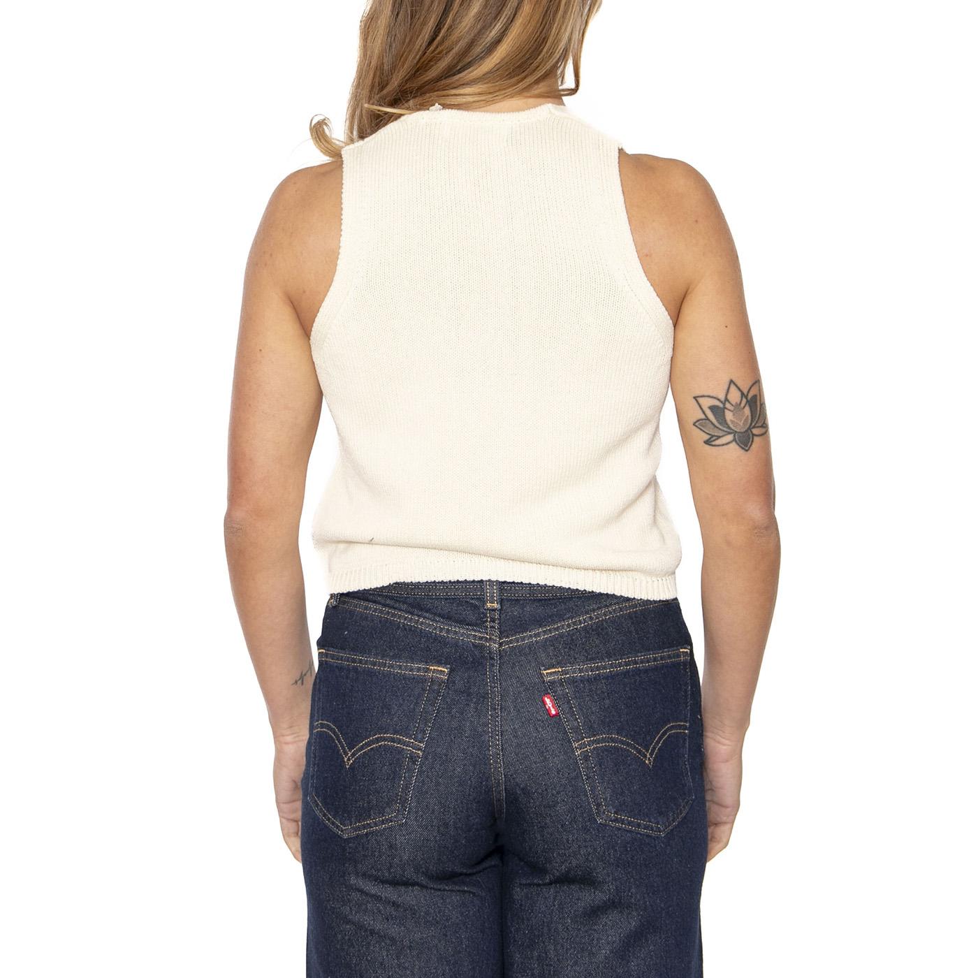 Marygold Robbie Knit Vest Ecru - Smanicato in Maglia Donna Beige WKN00215-ECRU  THINKING 