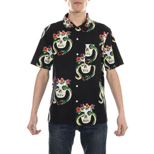 SKULL PATTERN SHIRT BLACK 111969-BLACK  STUSSY 