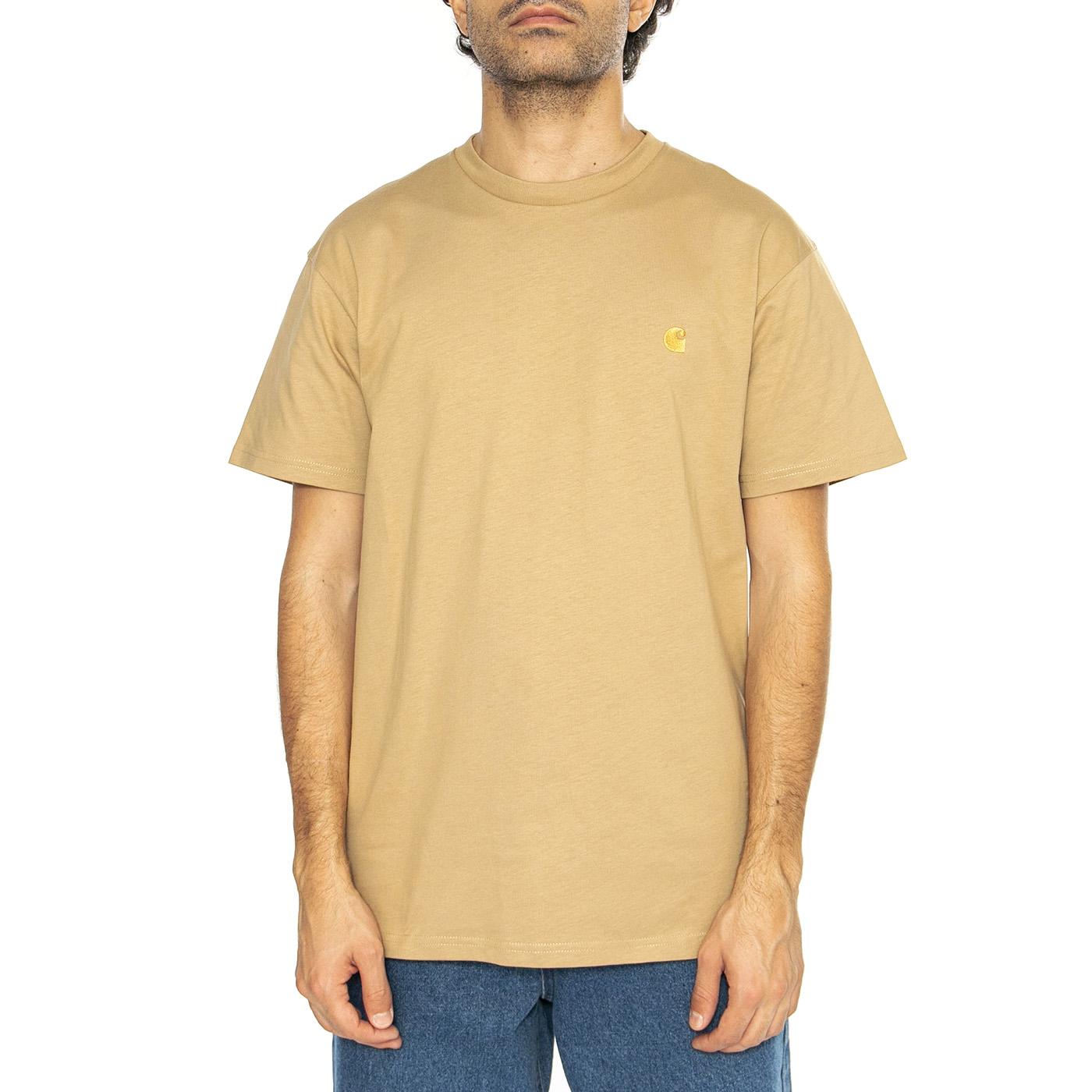 S/S Chase T-Shirt Dusty H Brown / Gold - Maglietta Girocollo Uomo Marrone I026391.2N1XX  CARHARTT WIP 