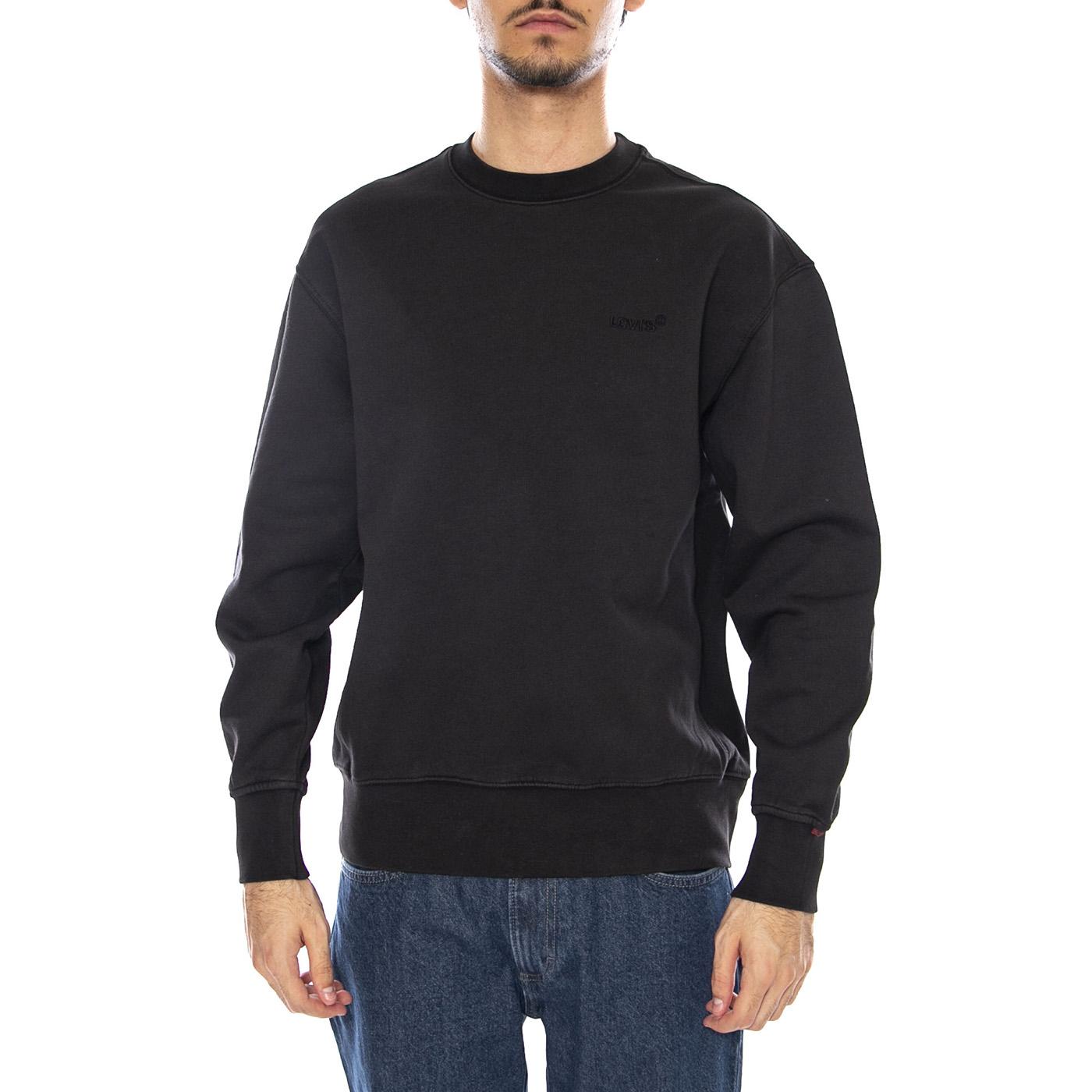 Authentic Crew Black Agate Garment Dye F Black - Felpa Girocollo Uomo Nera A9244-0000 . LEVIS 